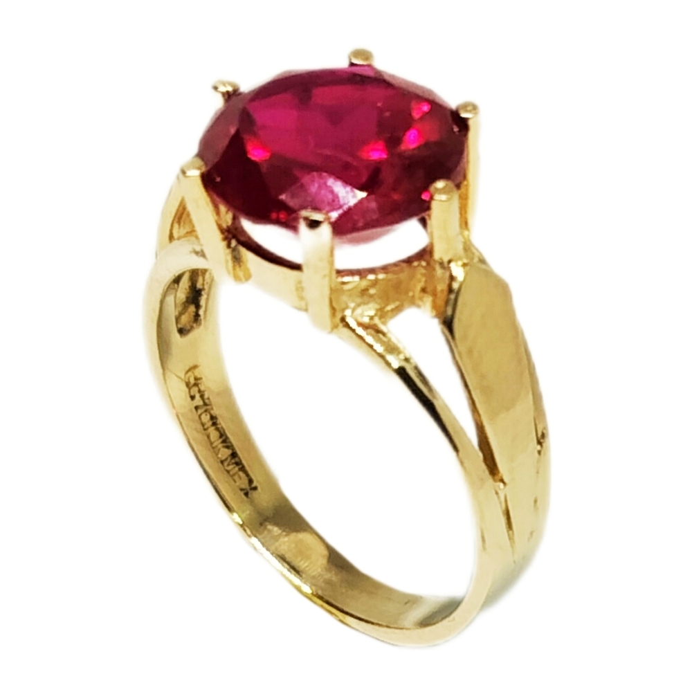 10k Gold Ring With Created Ruby - image 1